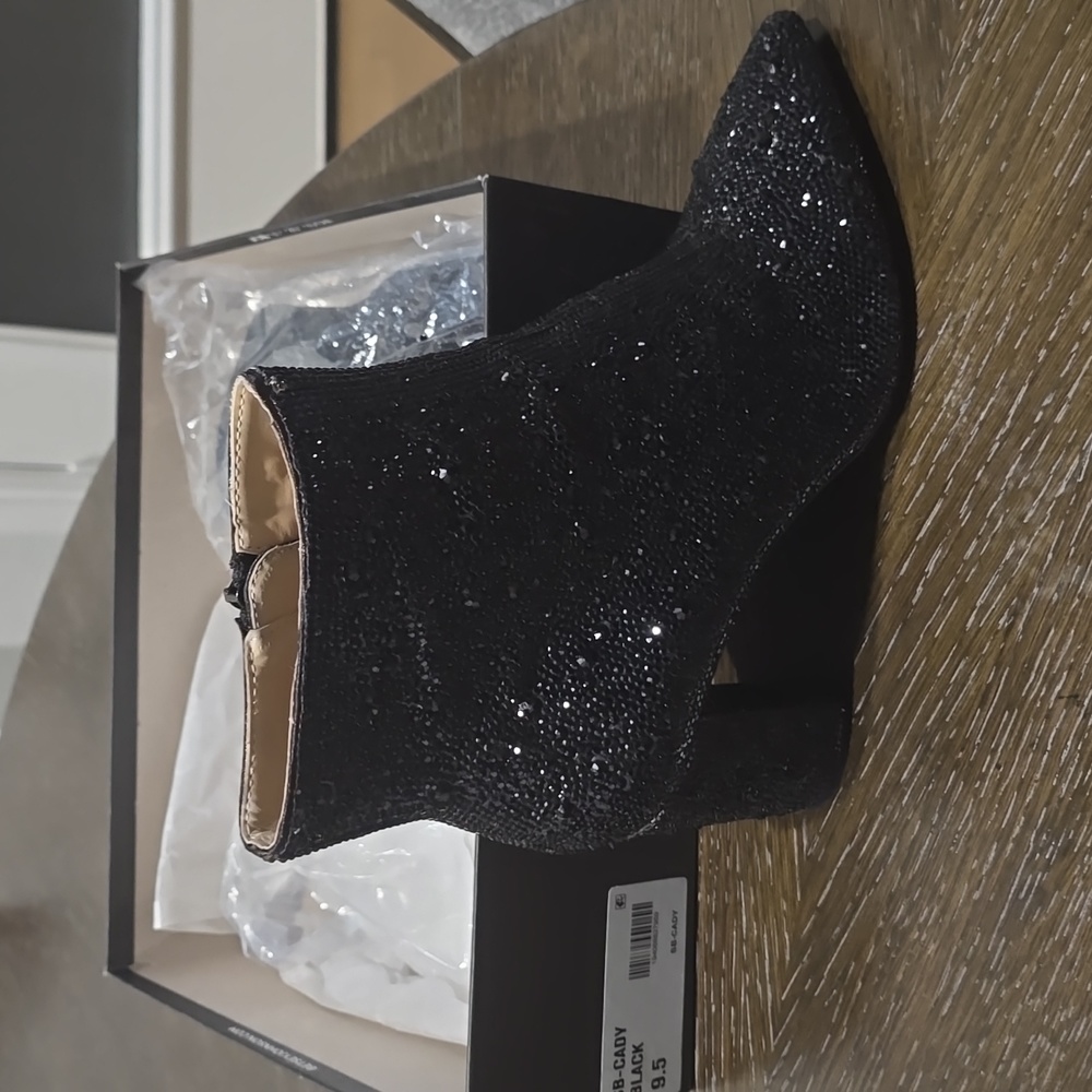 Betsy Johnson Black Rhinestone Bootie
